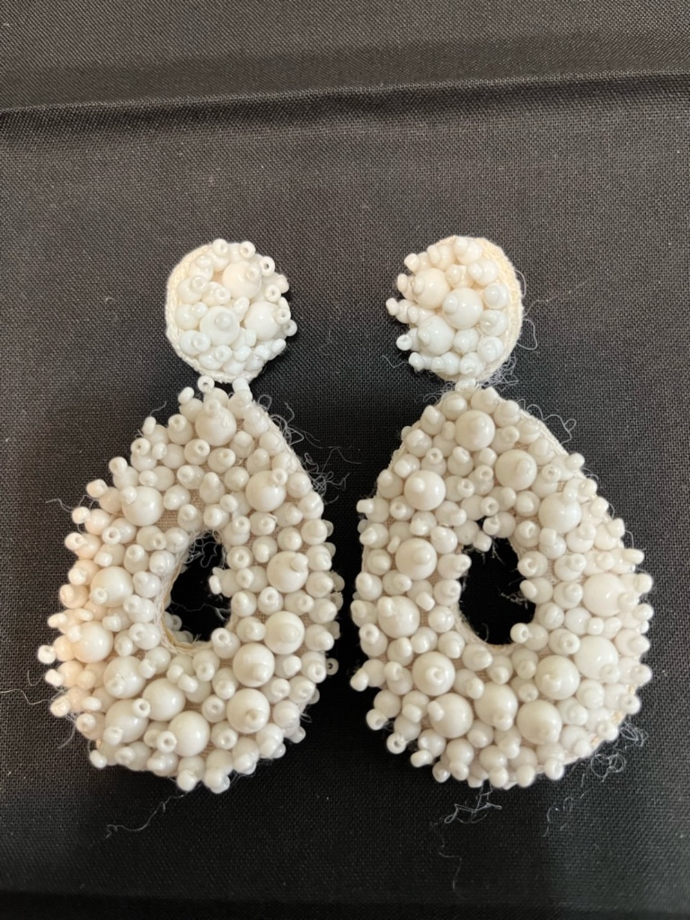 Bohemian White Beaded Statement Drop Earrings